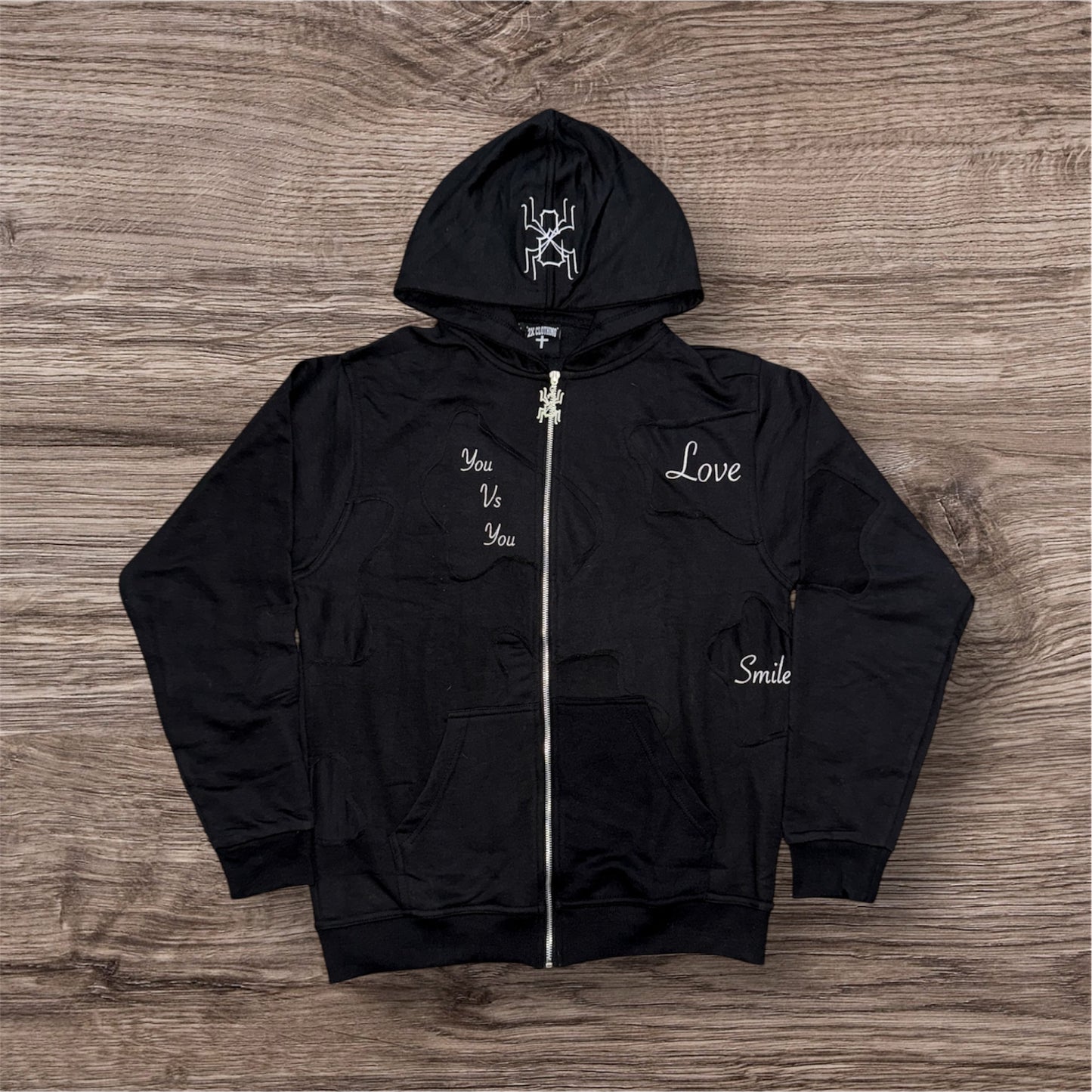 Black Patchy Hoodie