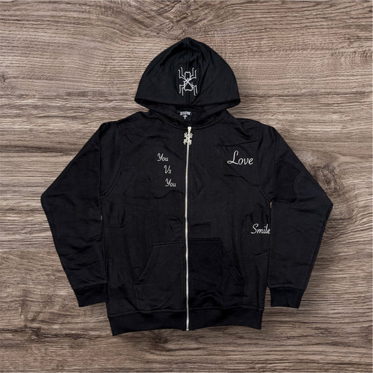 Black Patchy Hoodie